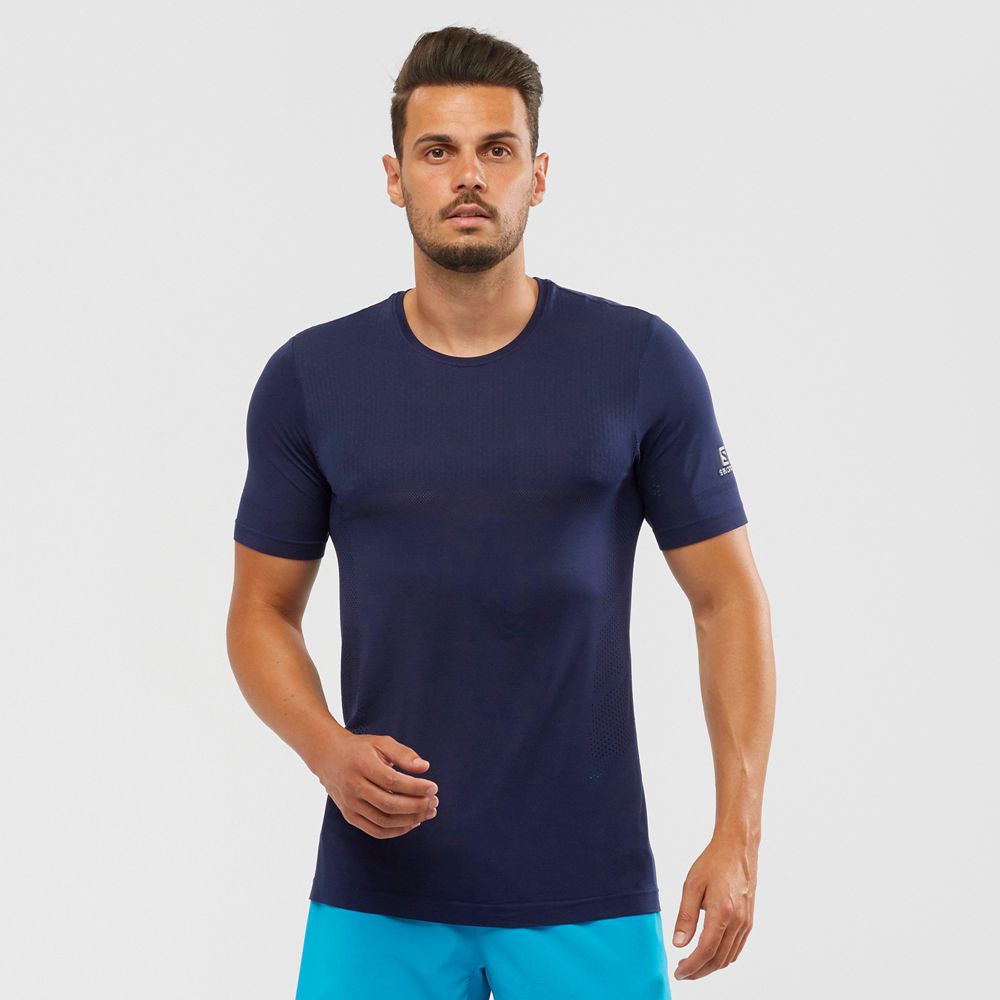 Salomon Israel SENSE SEAMLESS M - Mens T shirts - Navy (YQCP-35428)